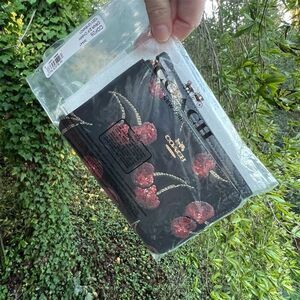 COACH Corner Zip Wristlet With Cherry Print NWT AUTHENTIC